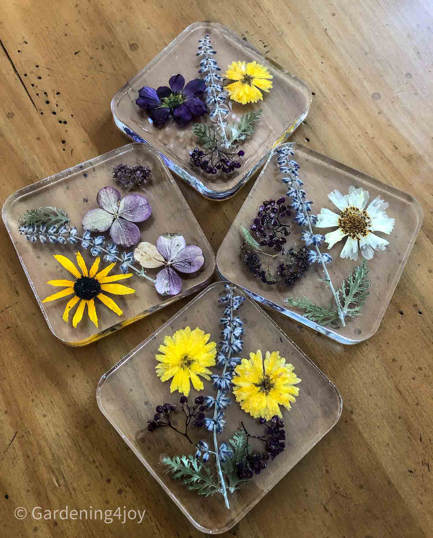 Made To Order Resin Flower Coaster Set